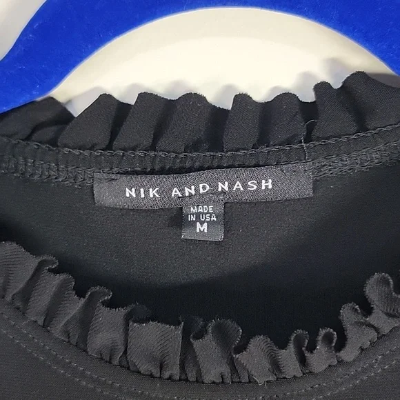 NIK AND NASH SLEEVELESS BLACK SLIP DRESS W/RUFFLES - Picture 4 of 7